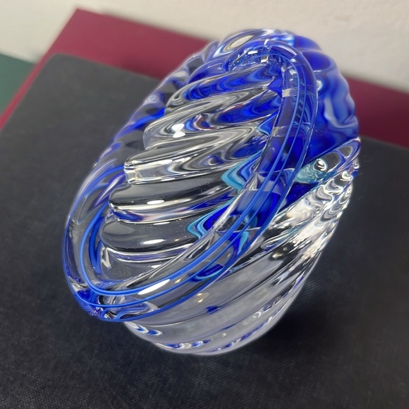 Schmidt Rhea Ocean Wave Spiral Twist Art Glass Paperweight Signed - Picture 3 of 12